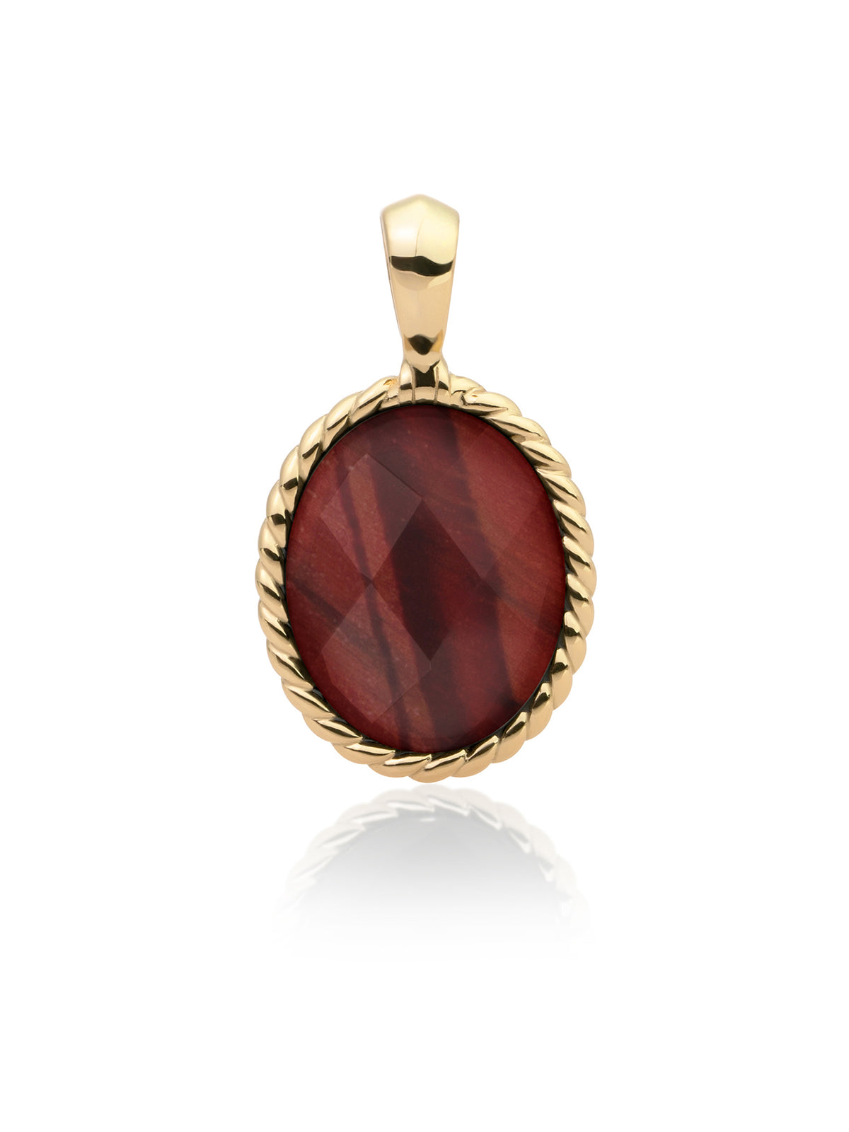 Twist Pendant Red Tiger Eye - Gold Plated