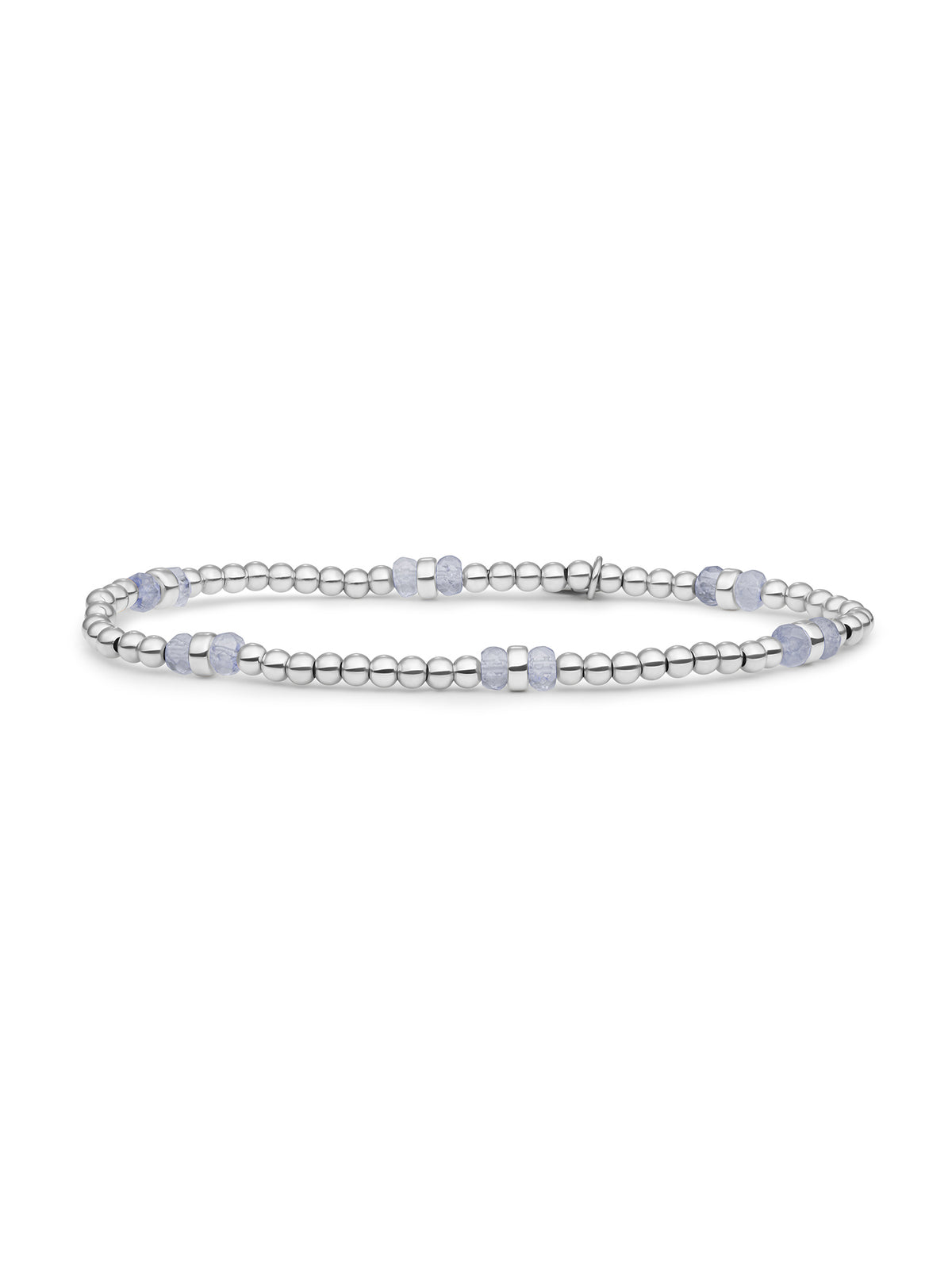 Double Reverse Roundel Armband Ice Blue Quartz - Rhodium Plated