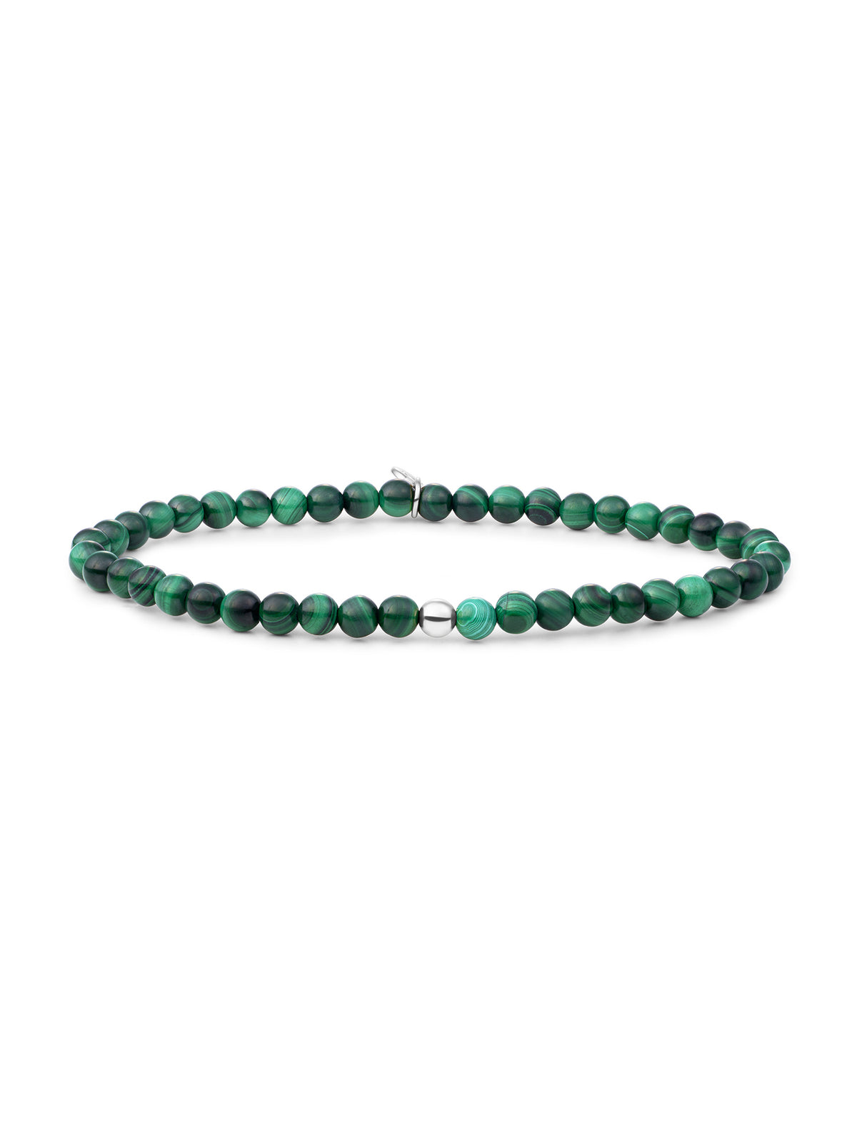 Saturn Armband Small Malachite - Rhodium Plated