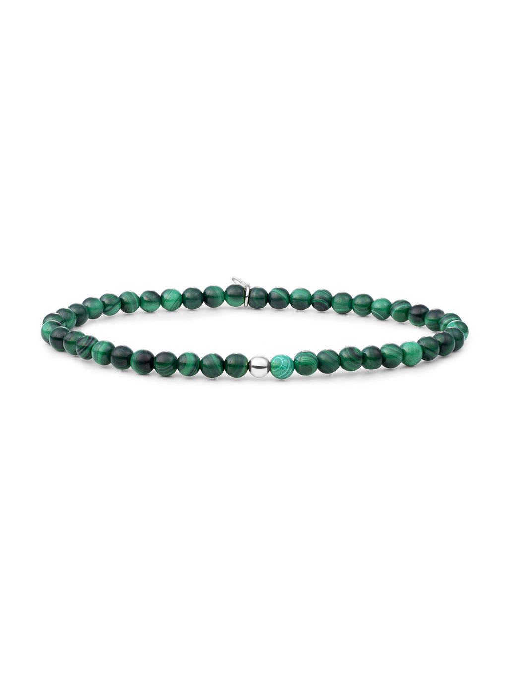 Saturn Armband Small Malachite - Rhodium Plated