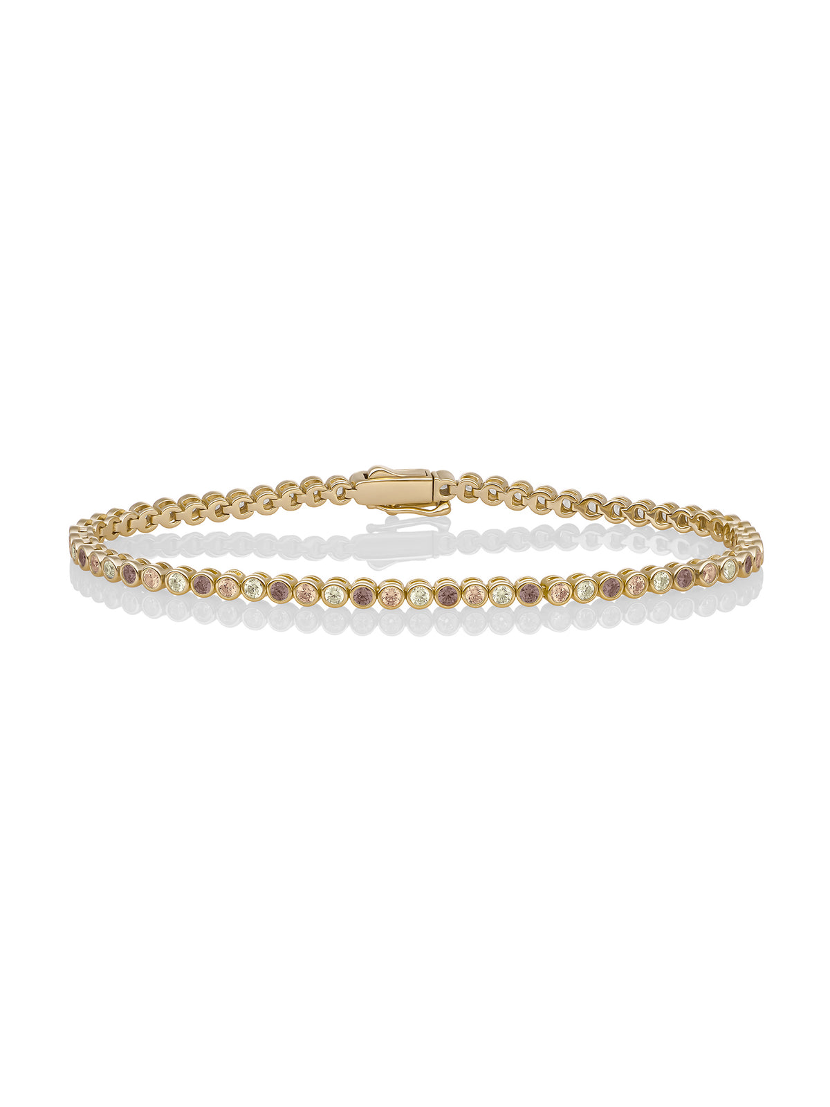 Tennis Armband Multicoloured Zirconia - Mulberry - Gold Plated / S