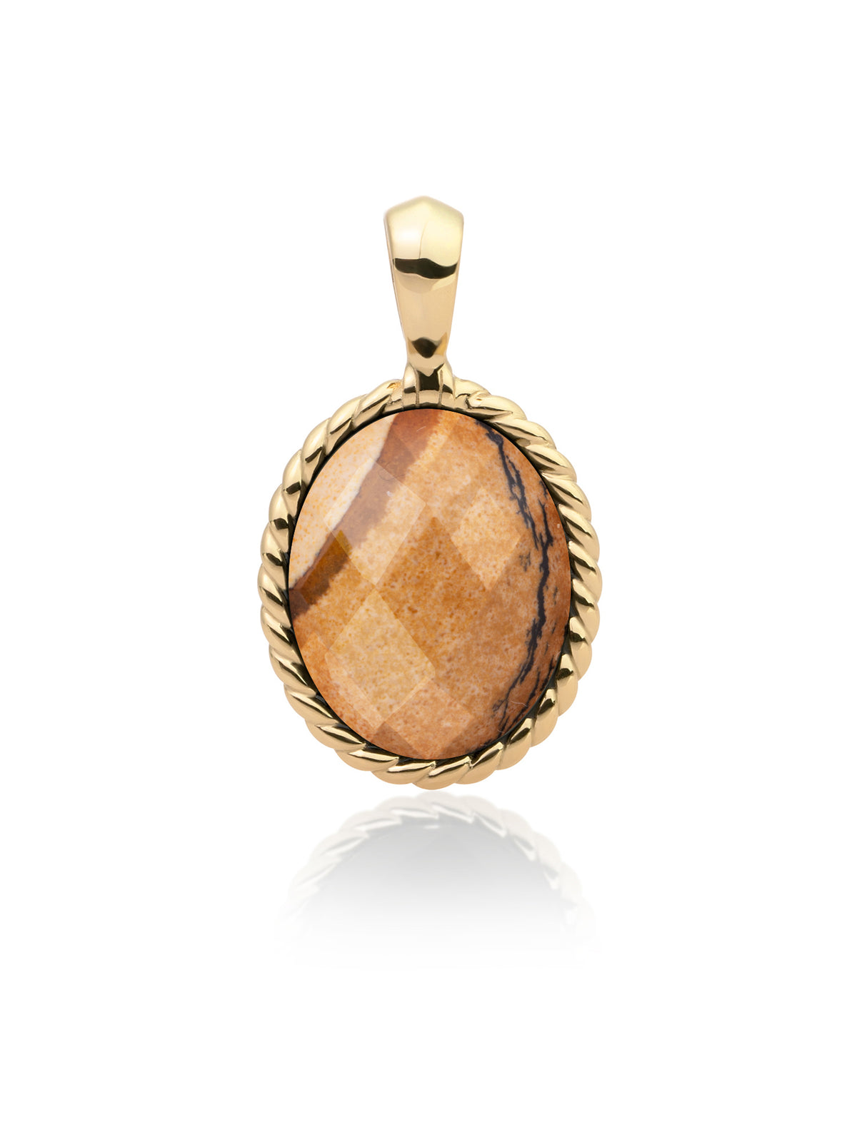 Twist Pendant landscape Jasper - Gold Plated