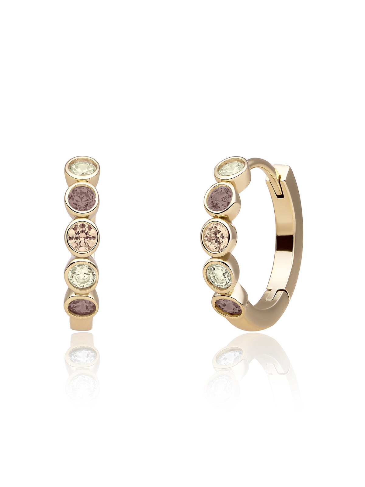 Tube Creolen Multicoloured Zirconia - Mulberry - Gold Plated
