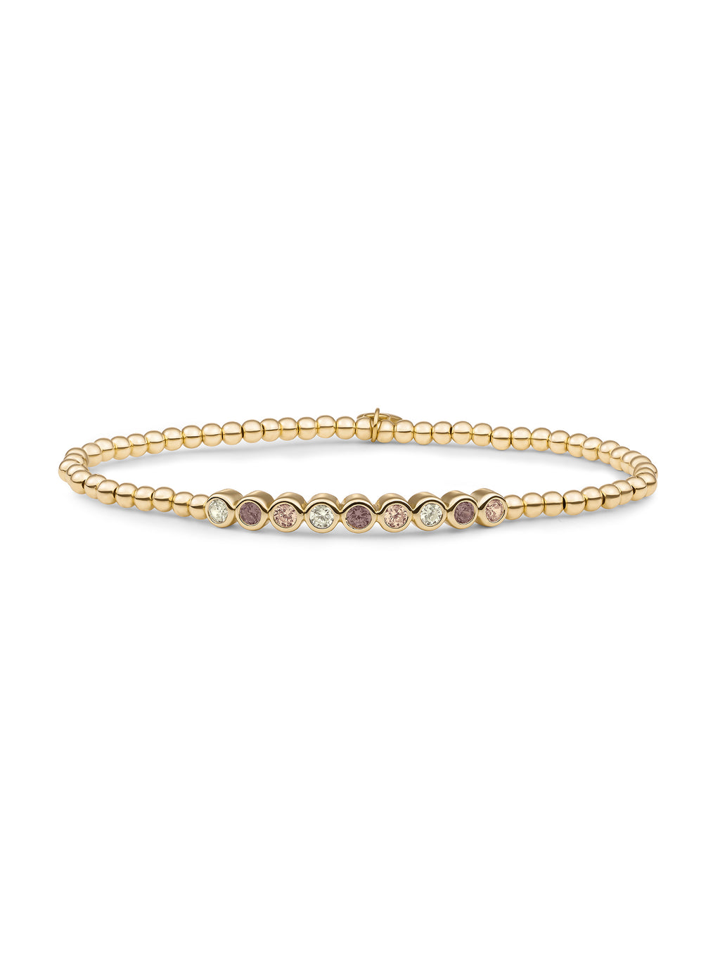 Crystal Tube Armband Multicoloured Zirconia - Mulberry - Gold Plated