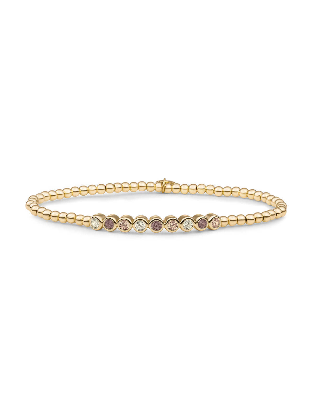 Crystal Tube Armband Multicoloured Zirconia - Mulberry - Gold Plated