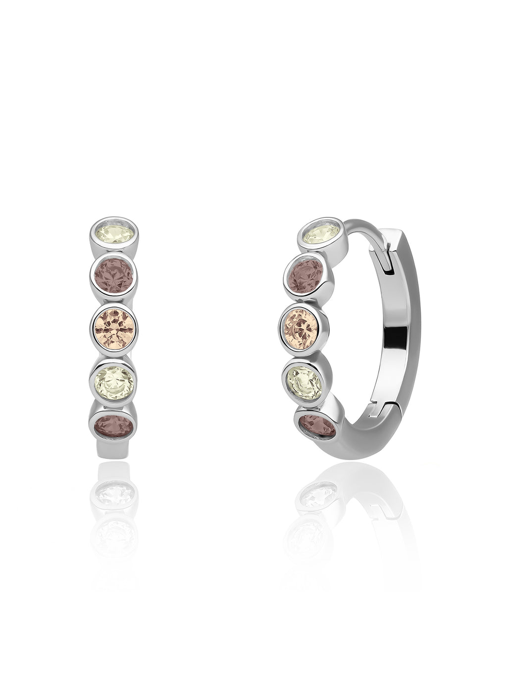 Tube Creolen Multicoloured Zirconia - Mulberry - Rhodium Plated