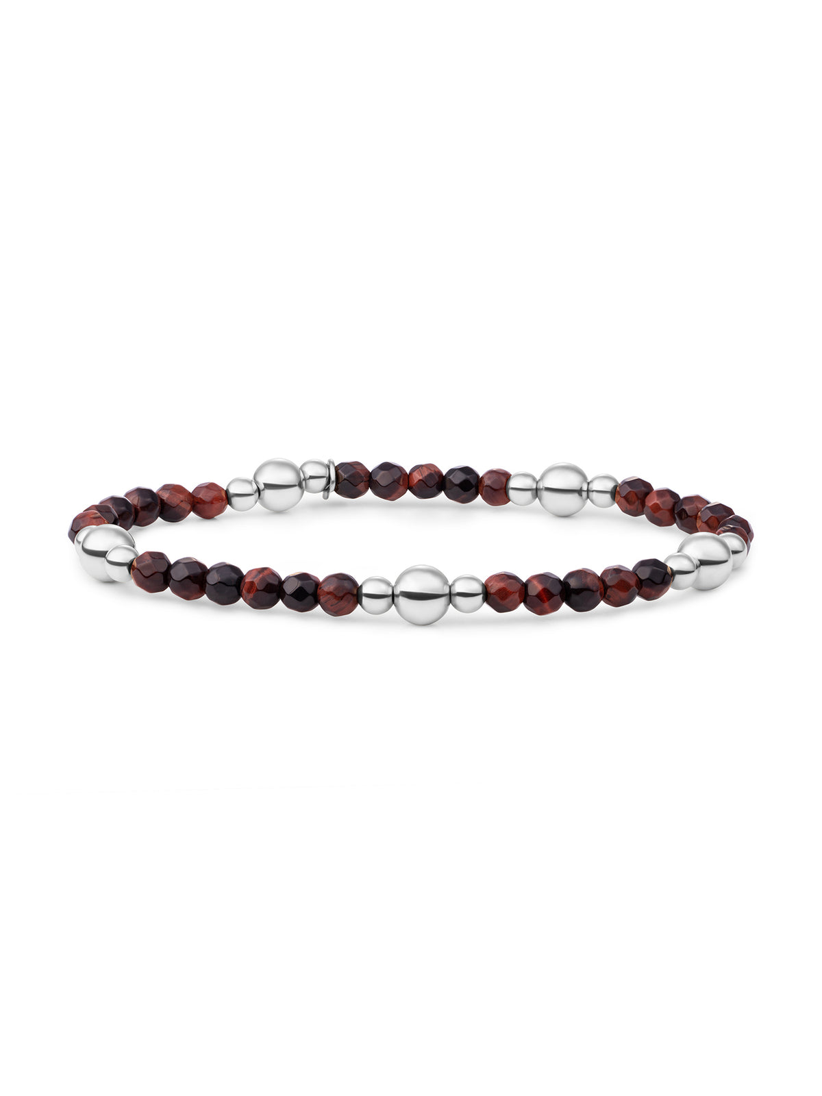 Bold Mix Armband Red Tiger Eye - Rhodium Plated