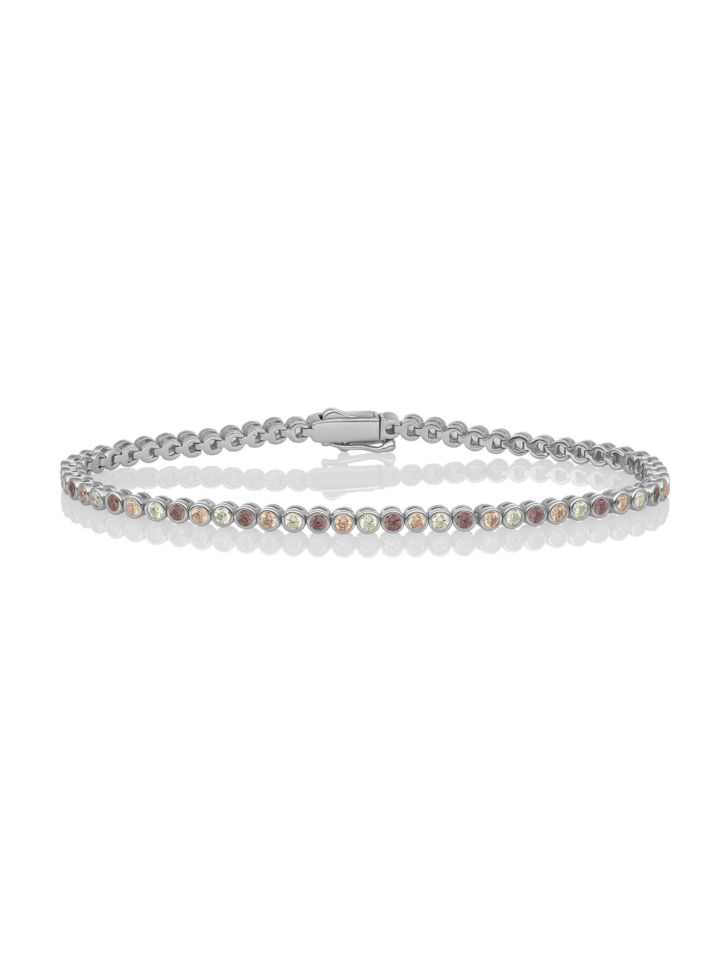 Tennis Armband Multicoloured Zirconia - Mulberry - Rhodium Plated / S