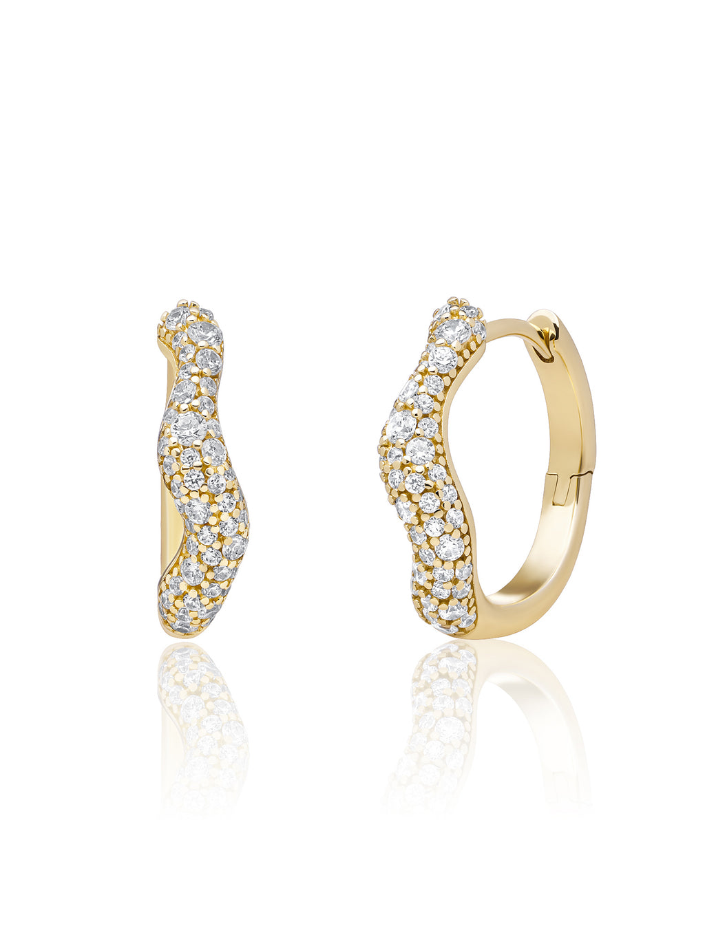 Pave Twirl Creolen Zirconia - Gold Plated