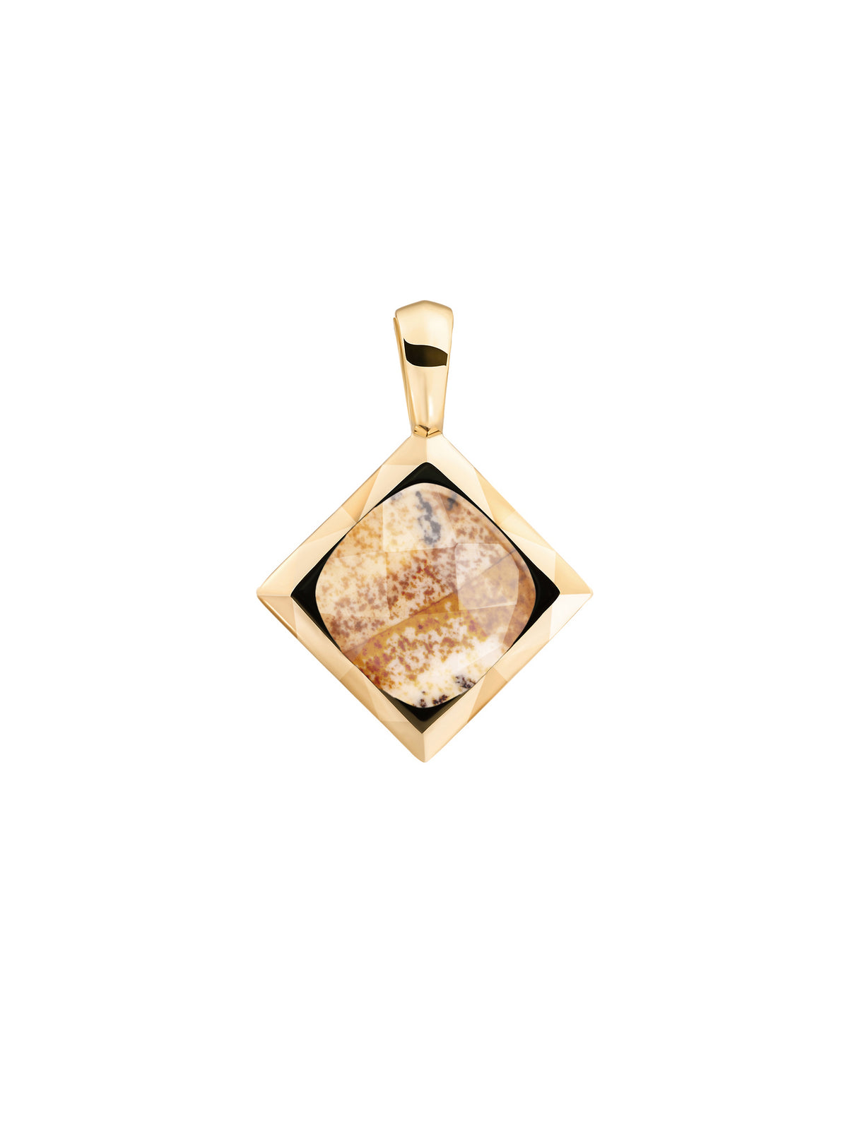 Cushion Cut Pendant Landscape Jasper - Gold Plated