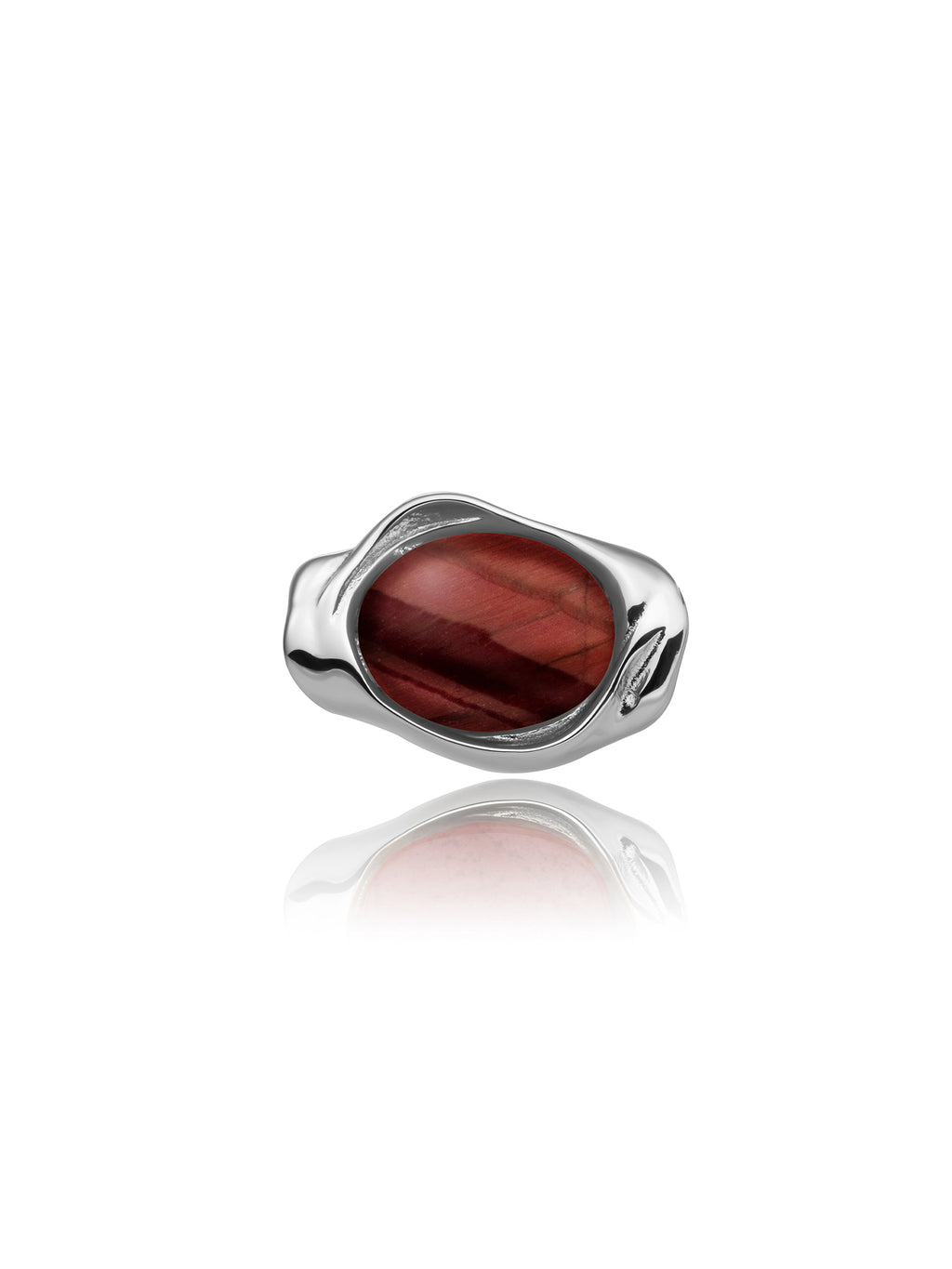 Flow Pendant Red Tiger Eye - Rhodium Plated