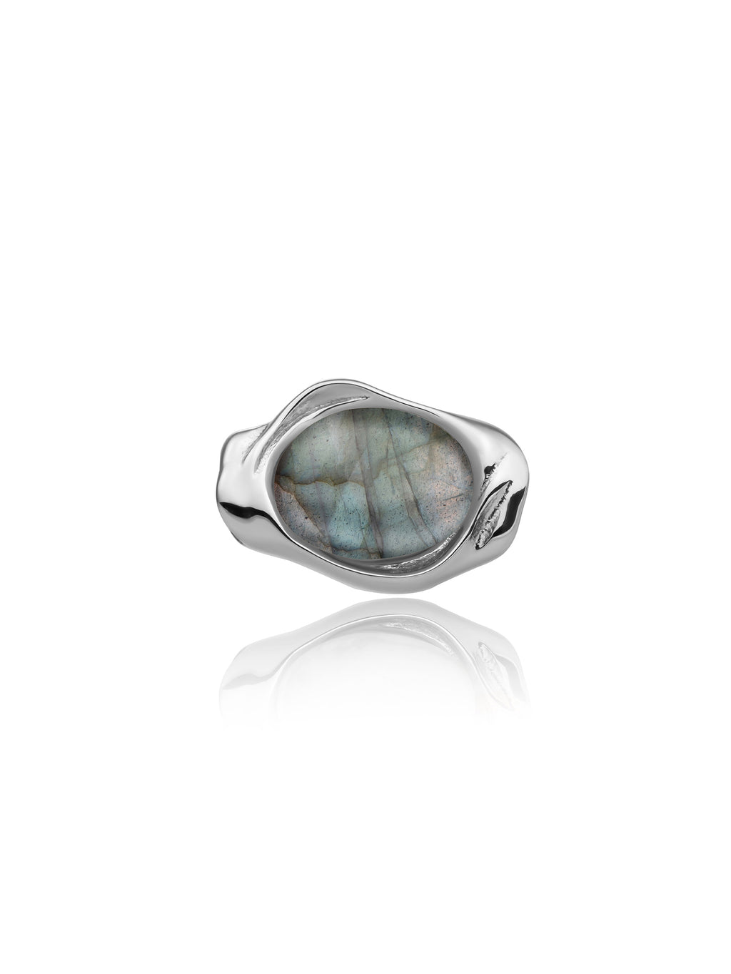 Flow Pendant Labradorite - Rhodium Plated