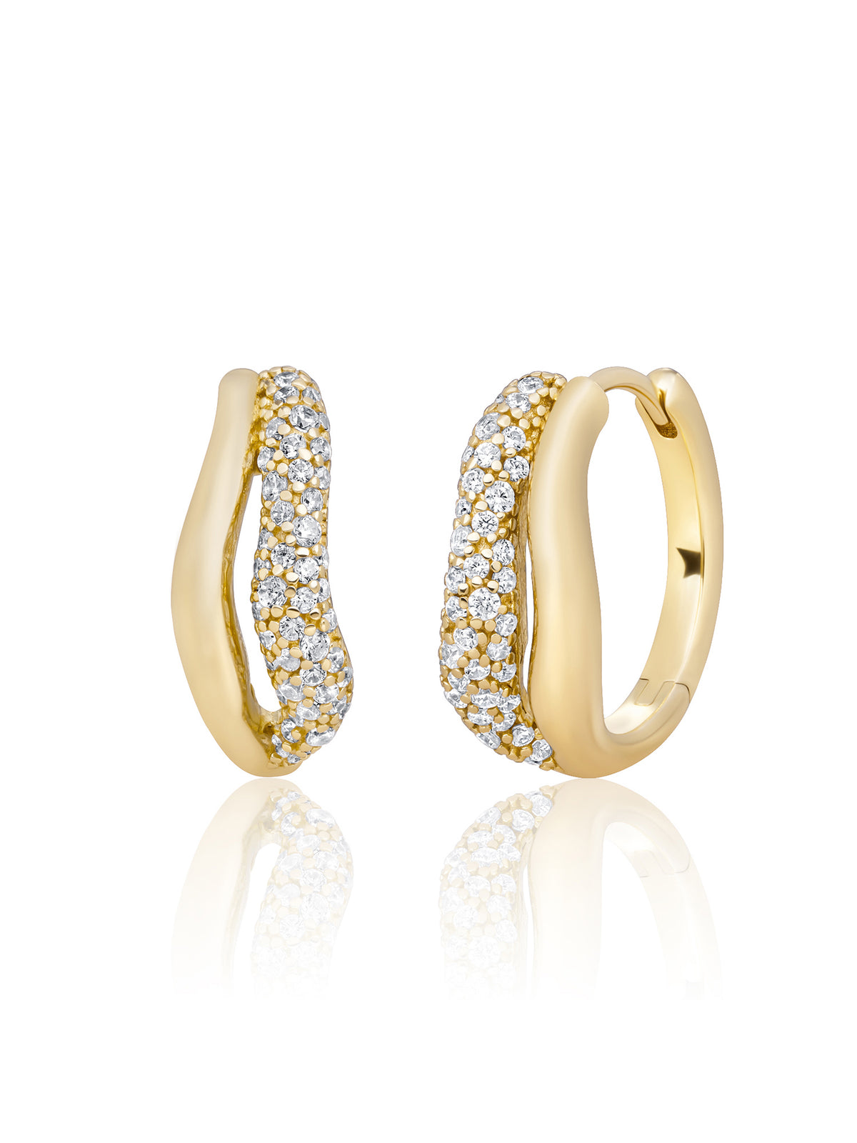 Pave Double Twirl Creolen Zirconia - Gold Plated