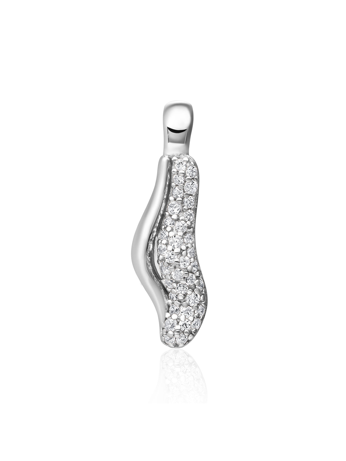 Pave Twirl Clip Pendant Zirconia - Rhodium Plated