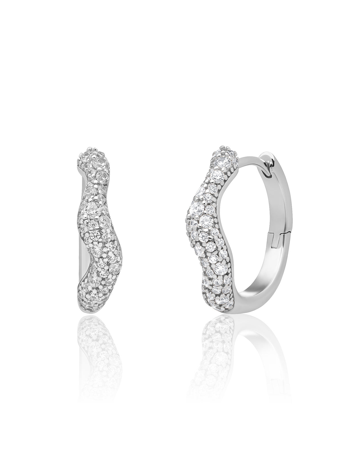 Pave Twirl Creolen Zirconia - Rhodium Plated