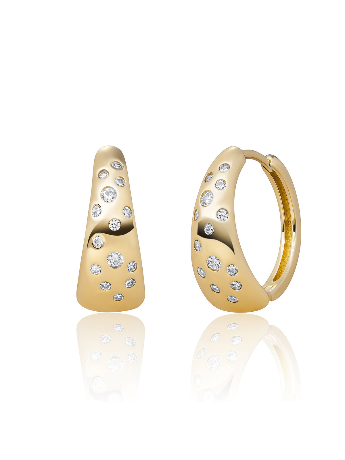 Bold Flush Creolen Zirconia - Gold Plated