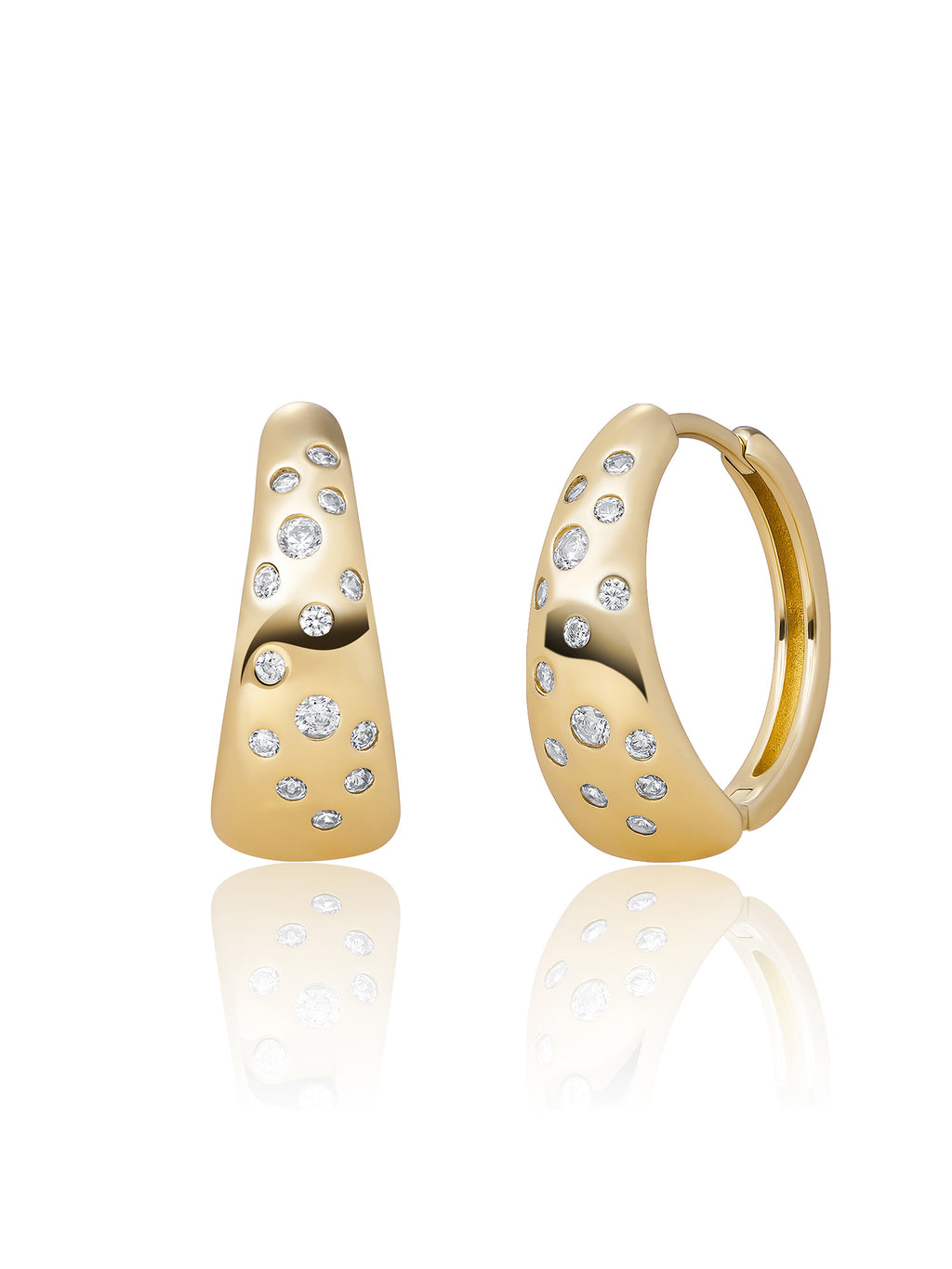 Bold Flush Creolen Zirconia - Gold Plated