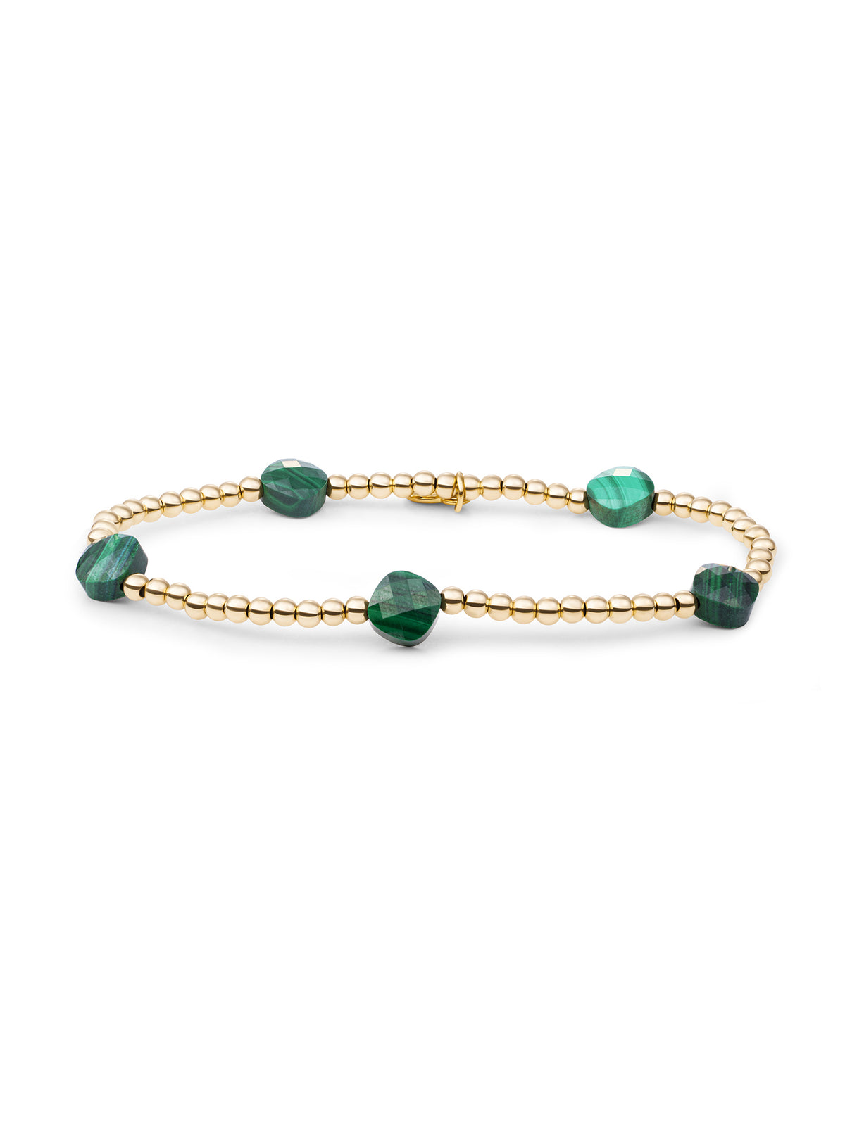 Cushion Cut Armband Malachite - Gold Plated