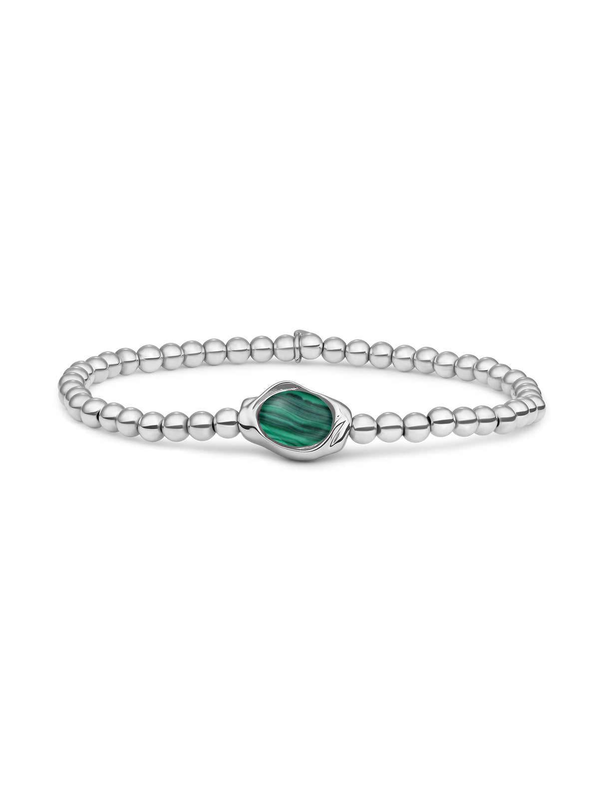 Flow Armband Malachite - Rhodium Plated