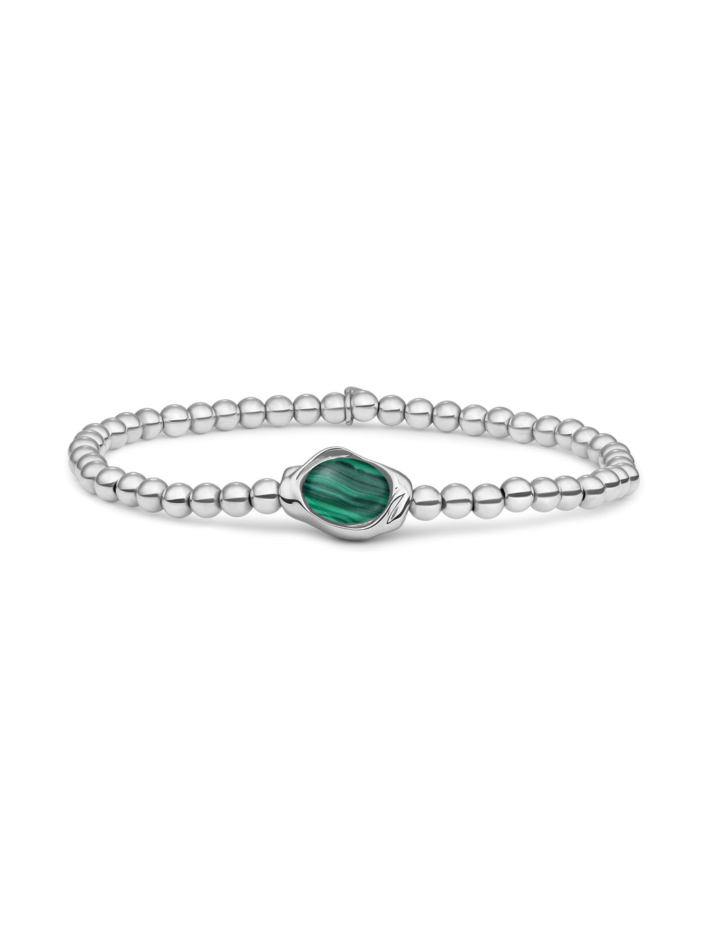 Flow Armband Malachite - Rhodium Plated