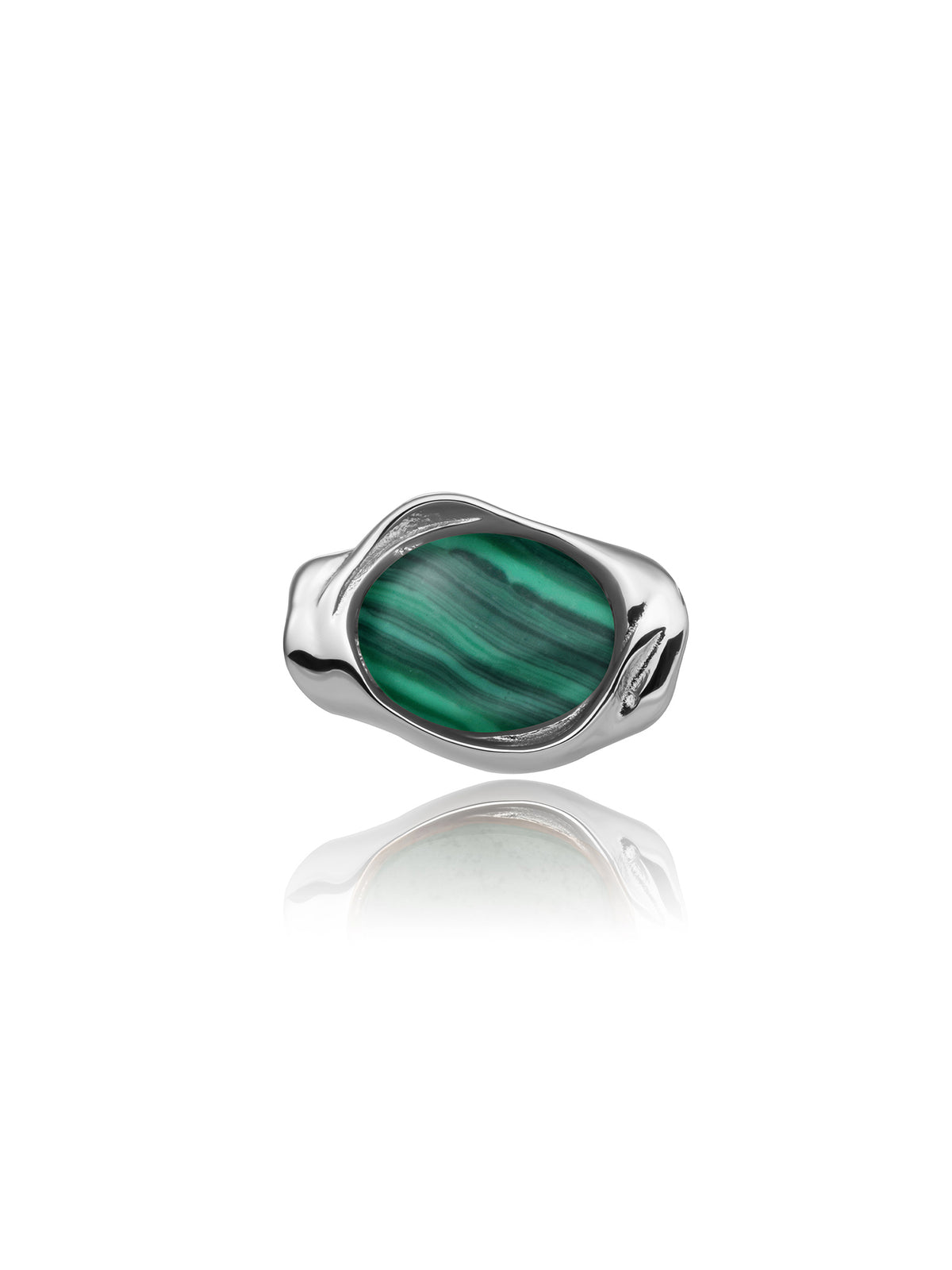 Flow Pendant Malachite - Rhodium Plated