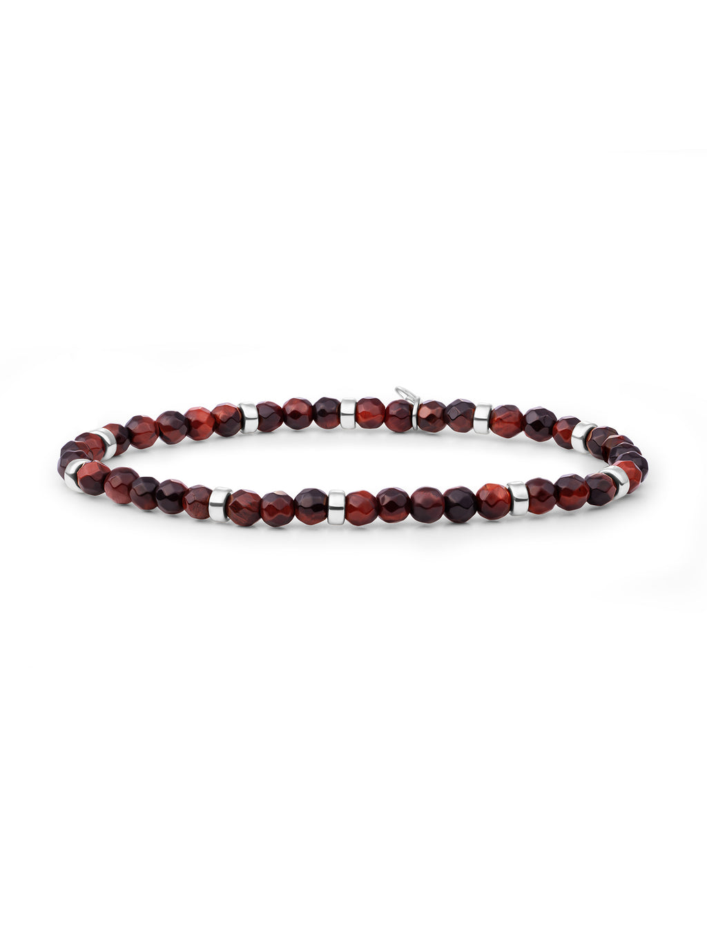 Roundel Interstellar Armband Red Tiger Eye - Rhodium Plated