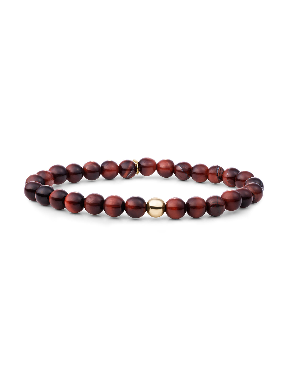 Saturn Armband Large Red Tiger Eye - Gold Plated