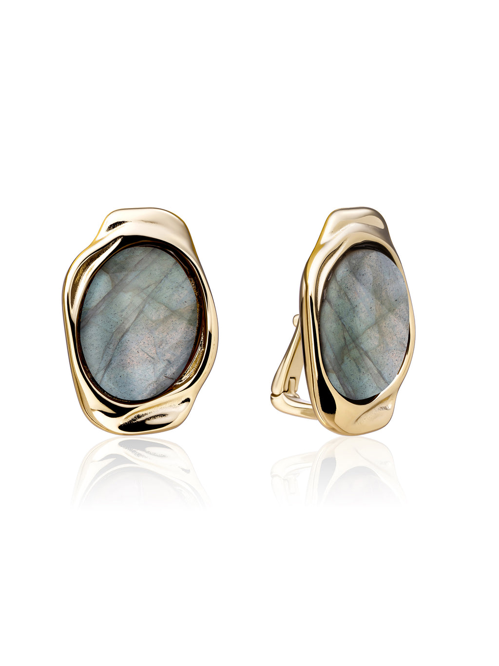 Flow Push Back Oorbellen Labradorite - Gold Plated