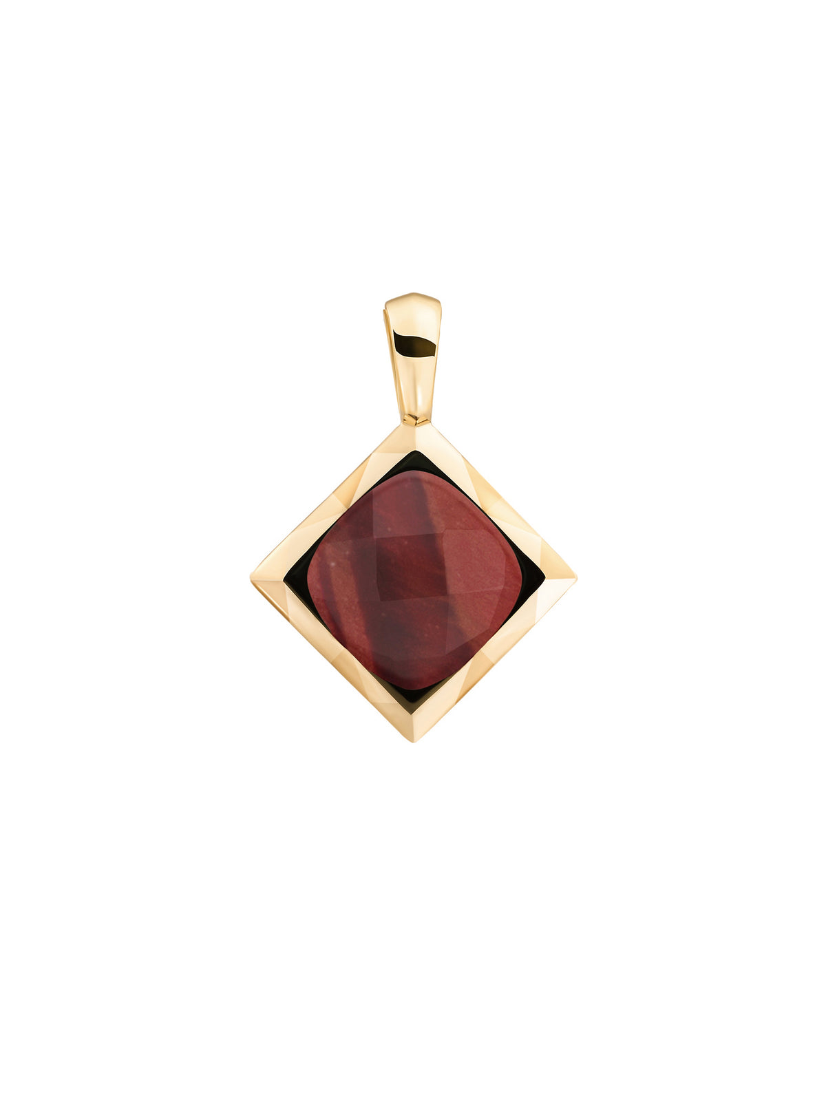 Cushion Cut Pendant Red Tiger Eye - Gold Plated