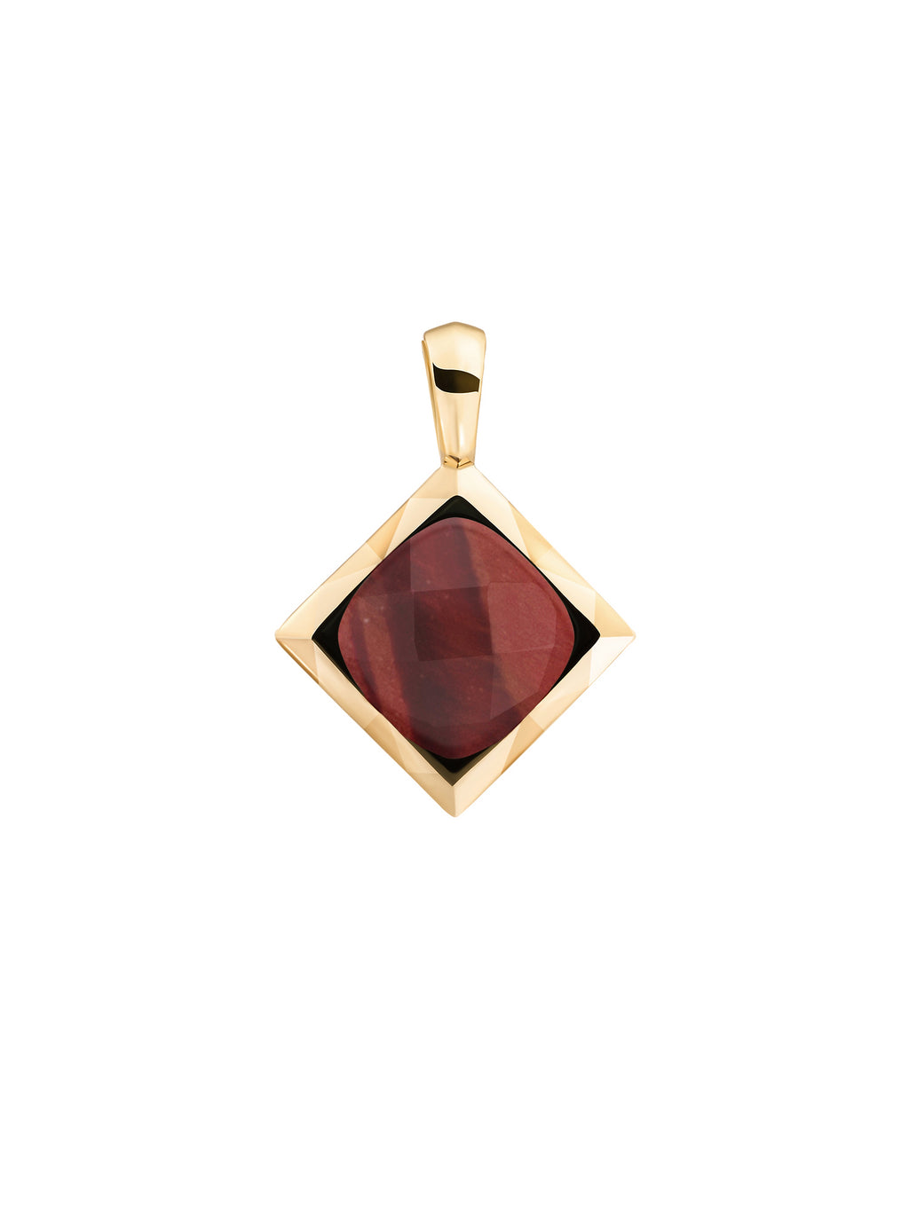 Cushion Cut Pendant Red Tiger Eye - Gold Plated