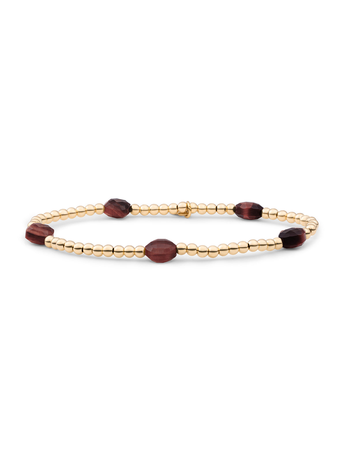 Cushion Cut Armband Red Tiger Eye - Gold Plated