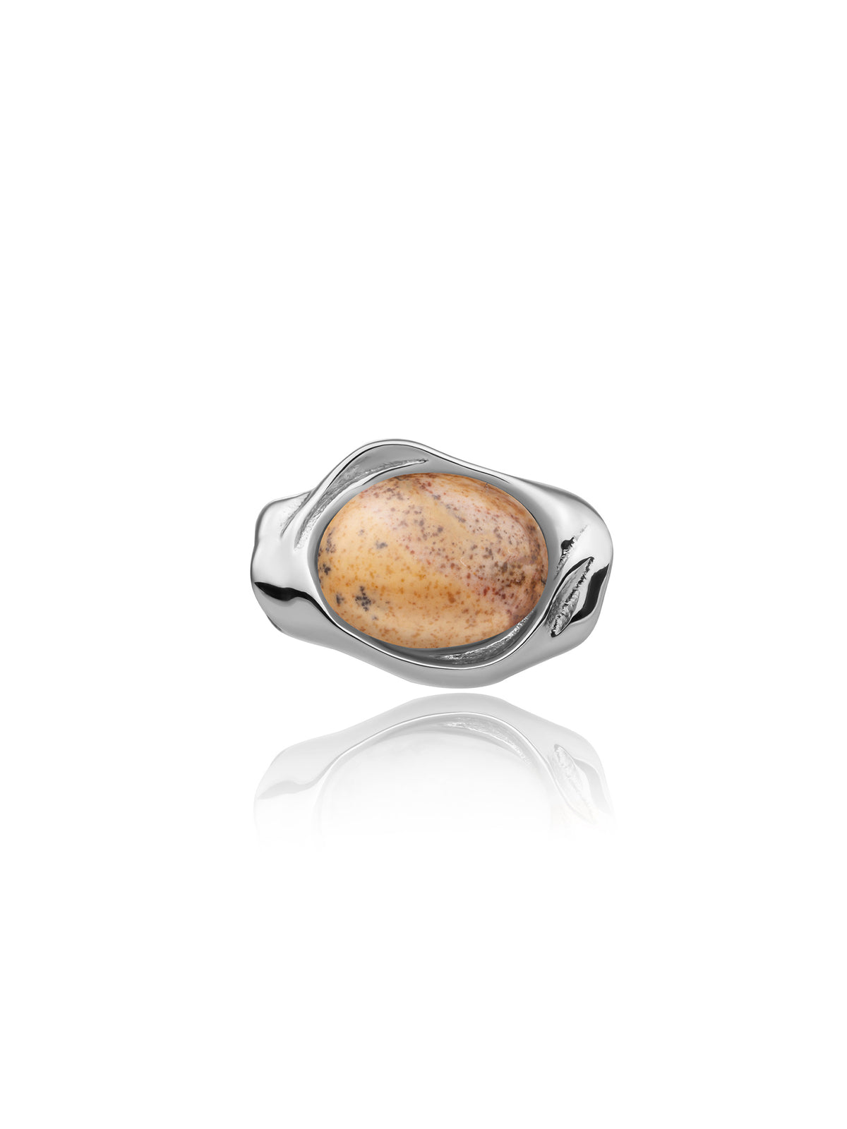 Flow Pendant Landscape Jasper - Rhodium Plated