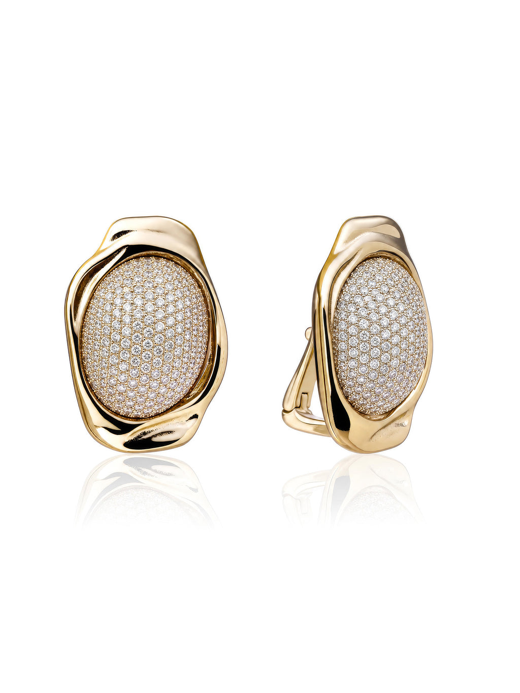 Christmas Flow Oorbellen Pave Zirconia - Gold Plated