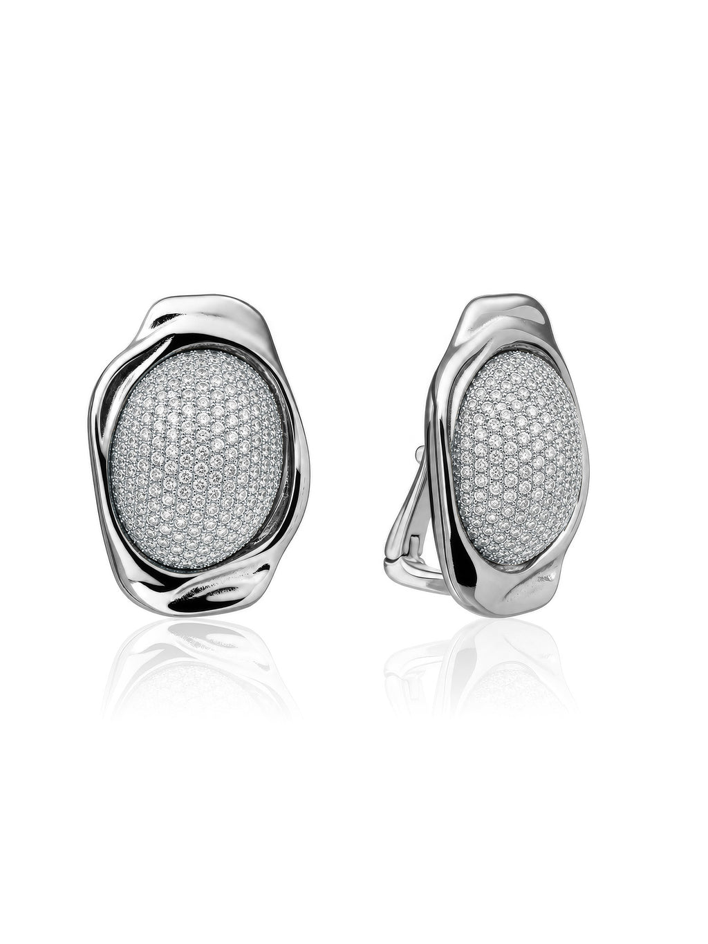 Christmas Flow Oorbellen Pave Zirconia - Rhodium Plated