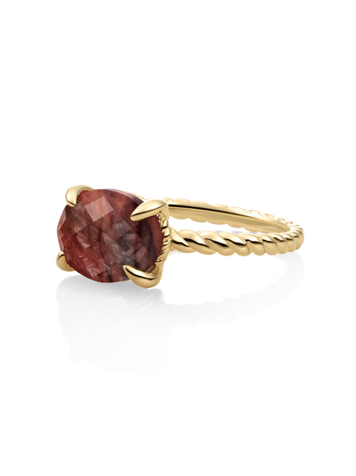 Twist Ring Red Tiger Eye 9K Goud - 60