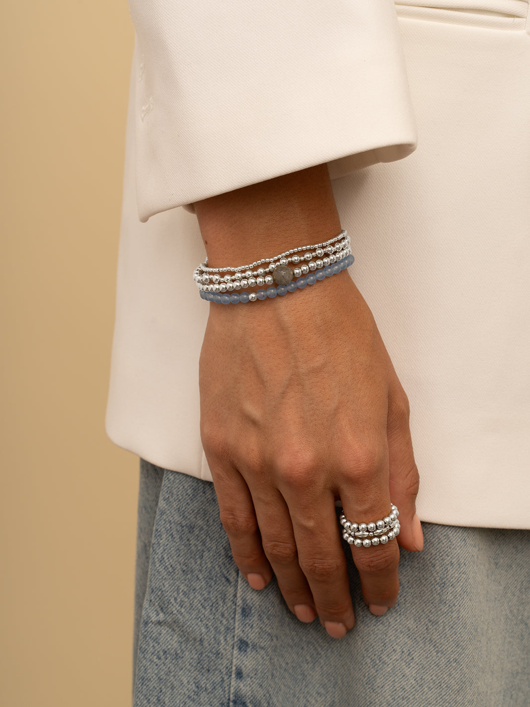 Saturn Armband Small Ice Blue Quartz