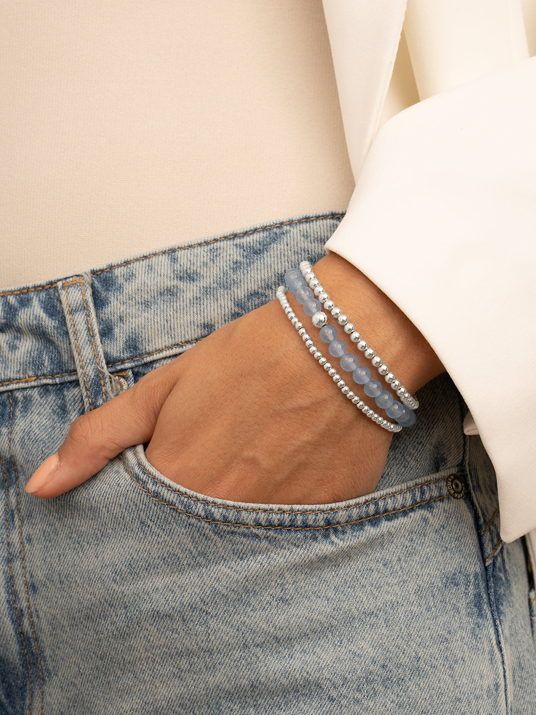 Saturn Armband Large Ice Blue Quartz