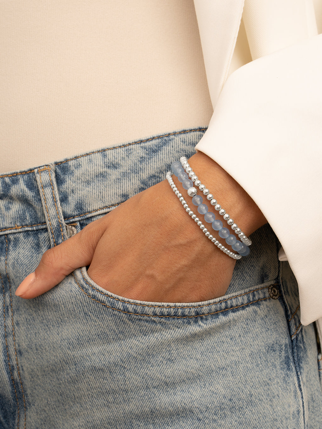Saturn Armband Large Ice Blue Quartz