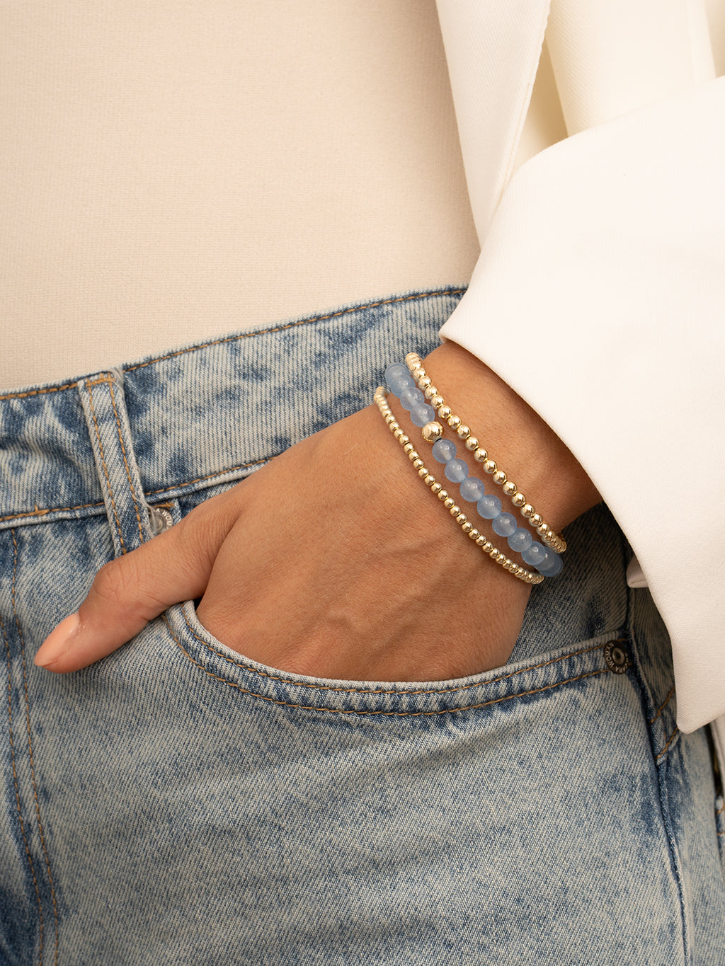 Saturn Armband Large Ice Blue Quartz