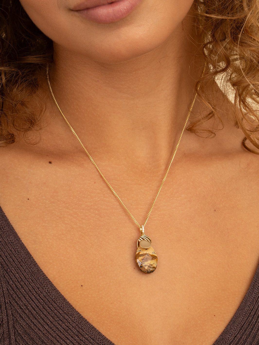 Pendant Edelsteen Medium Oval Landscape Jasper - Pendant Edelsteen Medium Oval Landscape Jasper