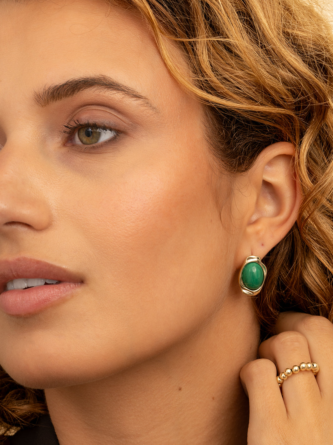 Flow Push Back Oorbellen Malachite