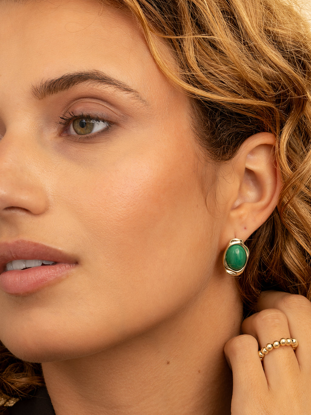 Flow Push Back Oorbellen Malachite