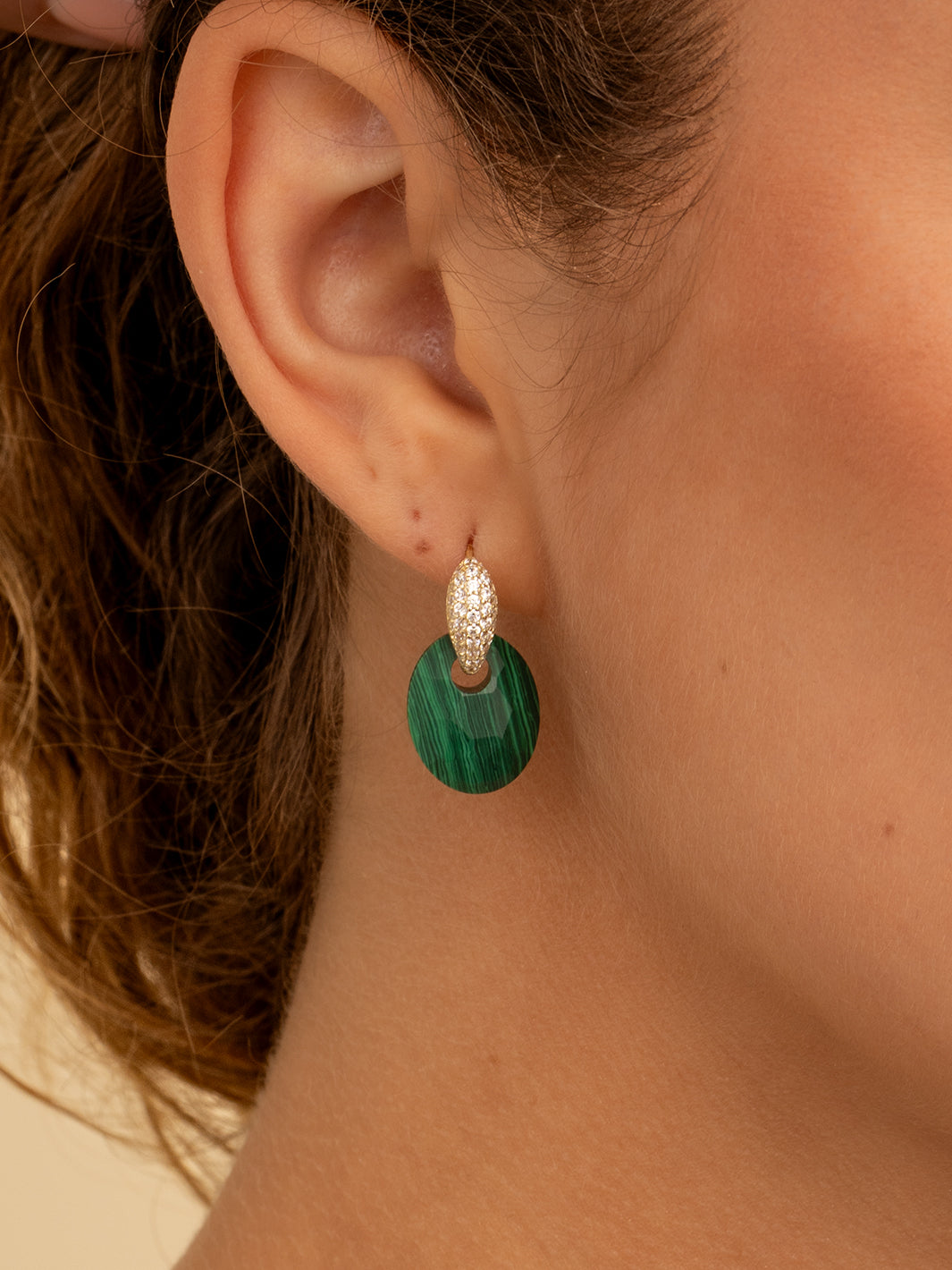 Oorbel Edelstenen Small Oval Malachite - Oorbel Edelstenen Small Oval Malachite