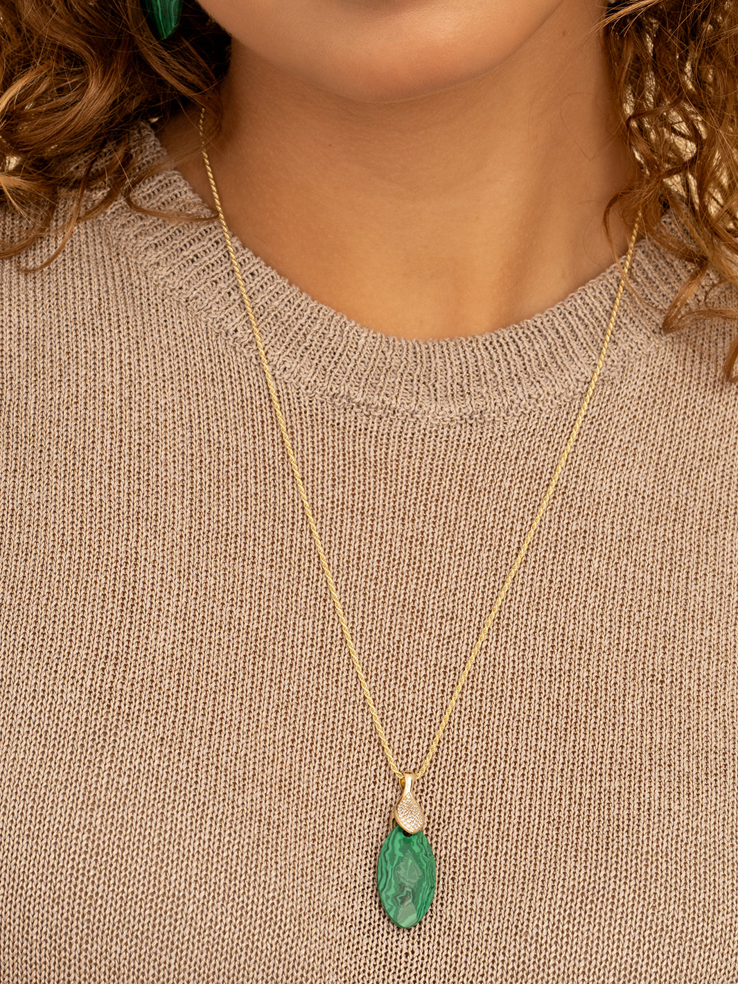Pendant Edelsteen Leaf Malachite - Pendant Edelsteen Leaf Malachite
