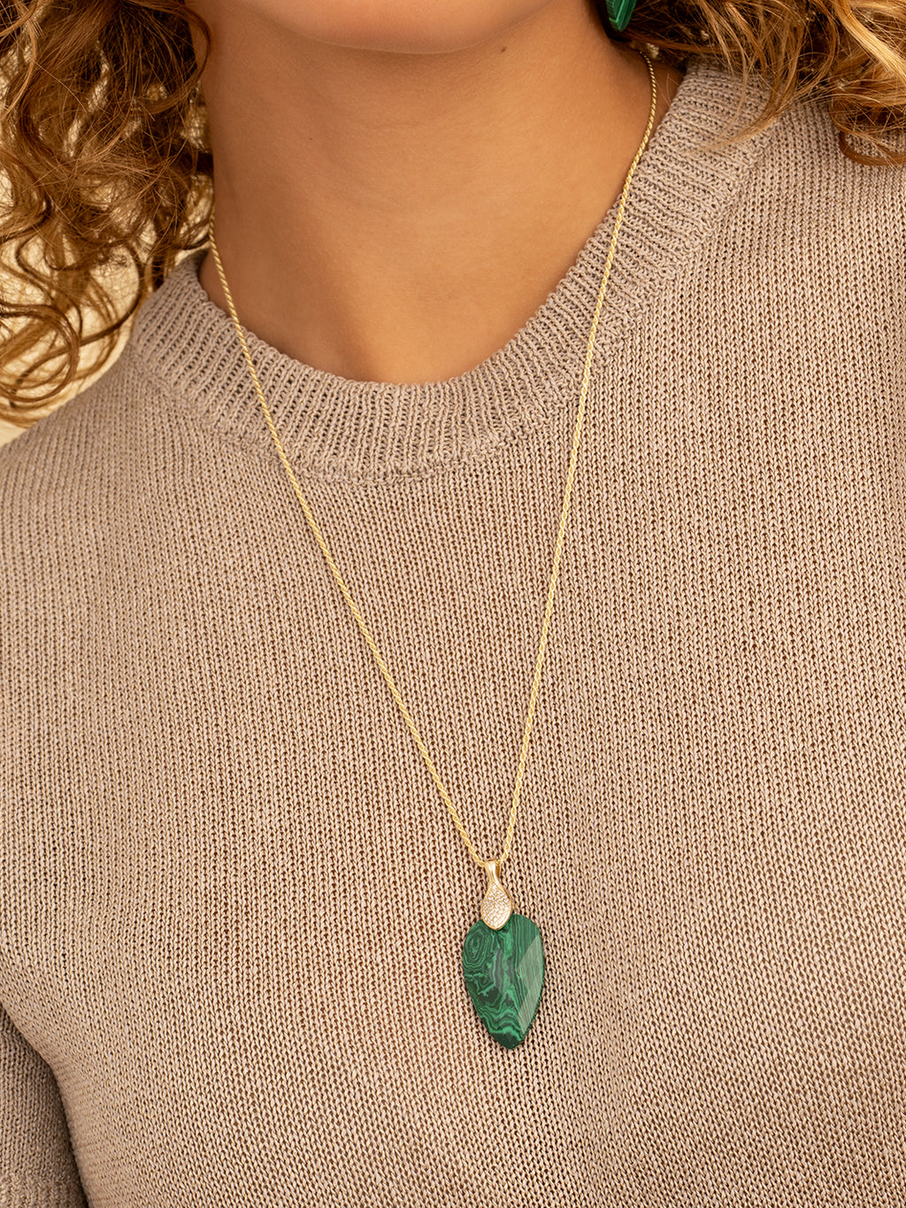 Pendant Edelsteen Blossom Malachite - Pendant Edelsteen Blossom Malachite