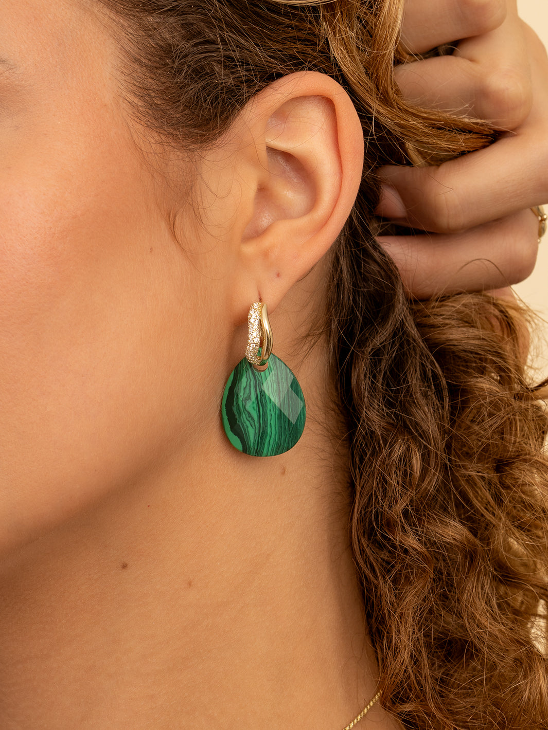 Oorbel Edelstenen Afterglow Malachite - Oorbel Edelstenen Afterglow Malachite