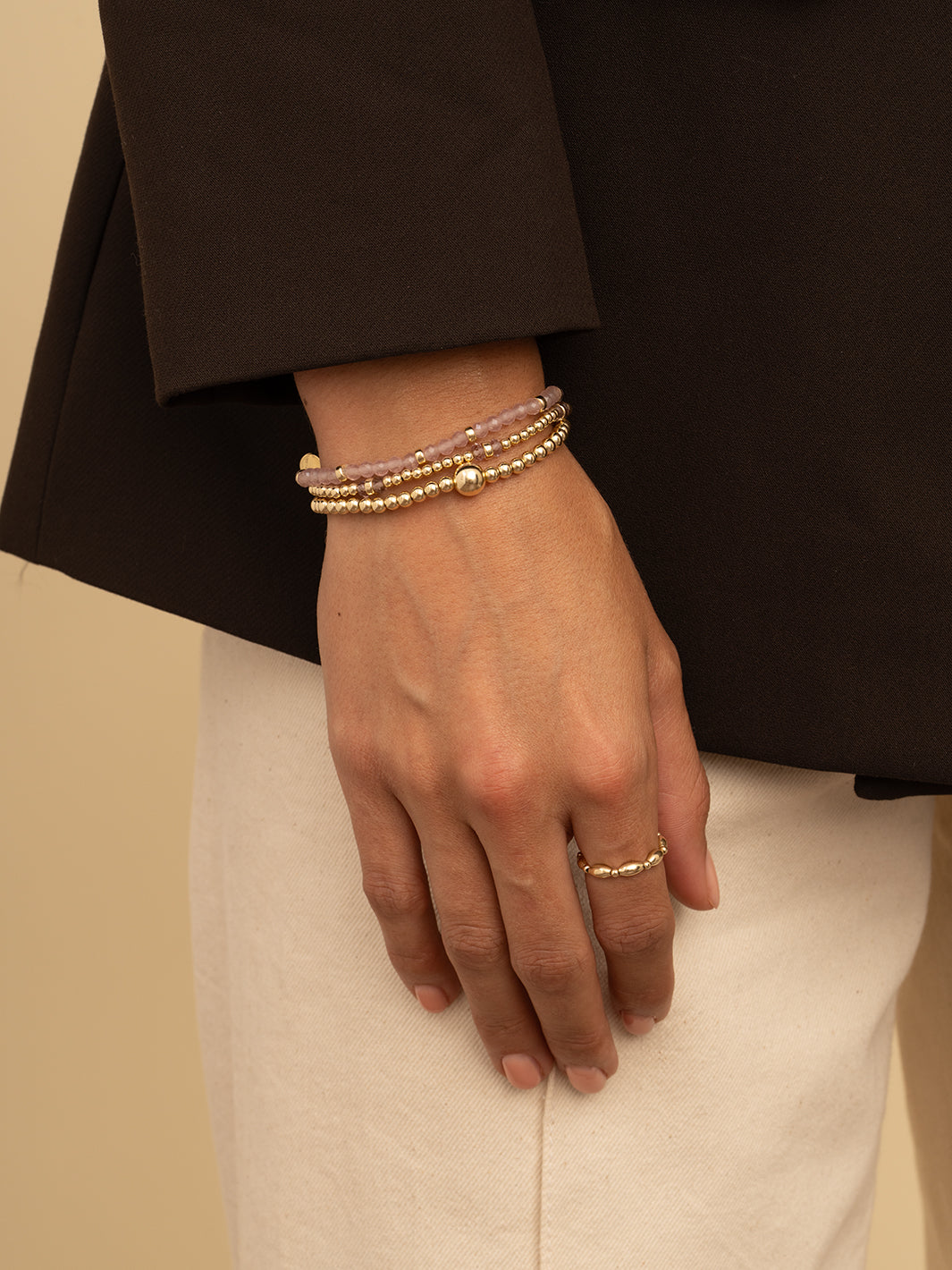 Double Reverse Roundel Armband Pink Opalite