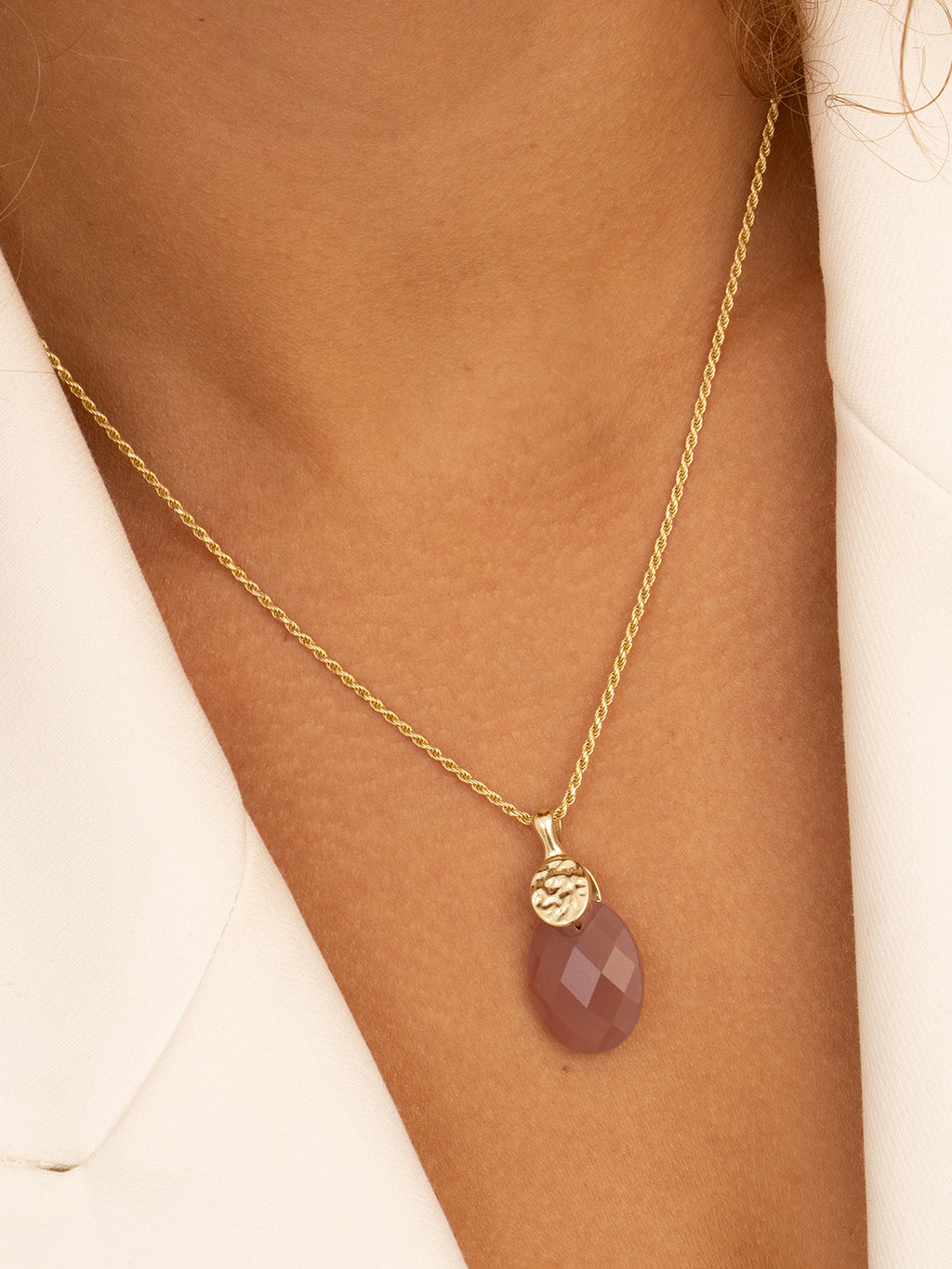 Pendant Edelsteen Medium Oval Pink Opalite - Pendant Edelsteen Medium Oval Pink Opalite