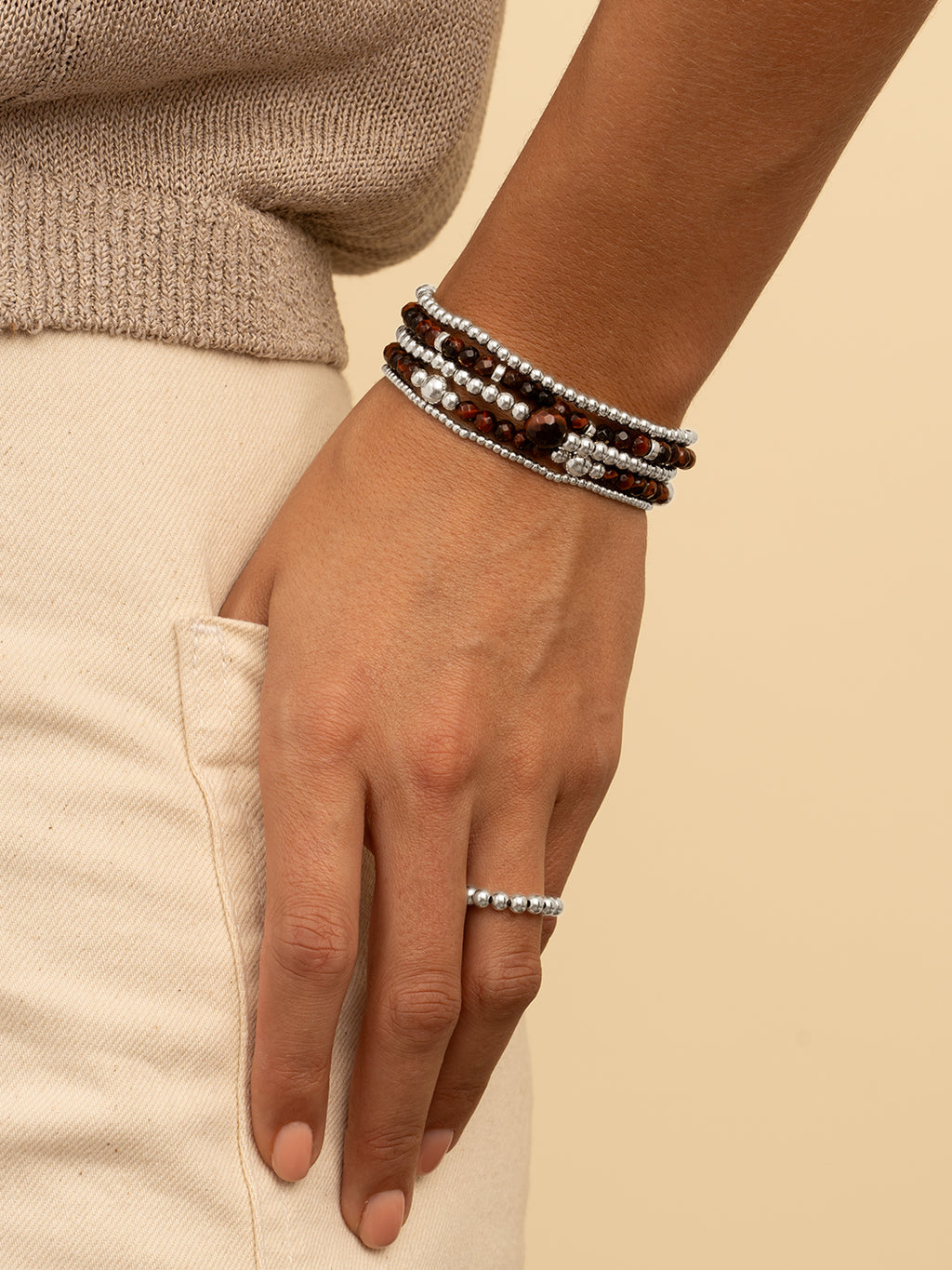 Bold Mix Armband Red Tiger Eye