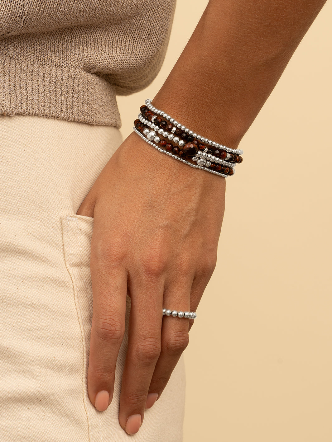 Bold Mix Armband Red Tiger Eye